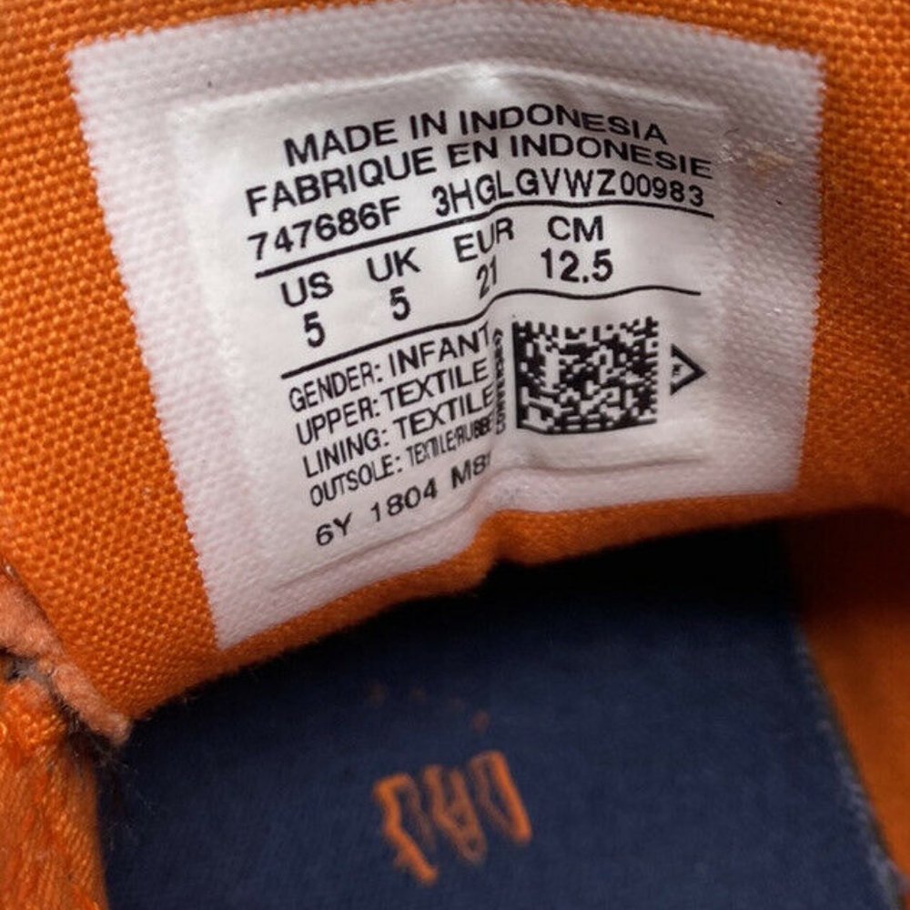 Lot of 2 Baby Toddler All Star Converse Size 4 & 5 Gray Black & Gray Orange - Picture 6 of 7